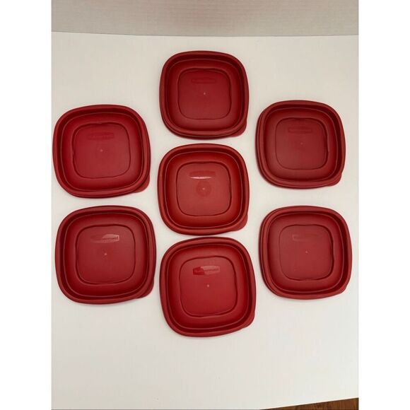 Rubbermaid Other - Rubbermaid Easy Find 4.5” Red Square Lid Replacement 7J58 Set of 7